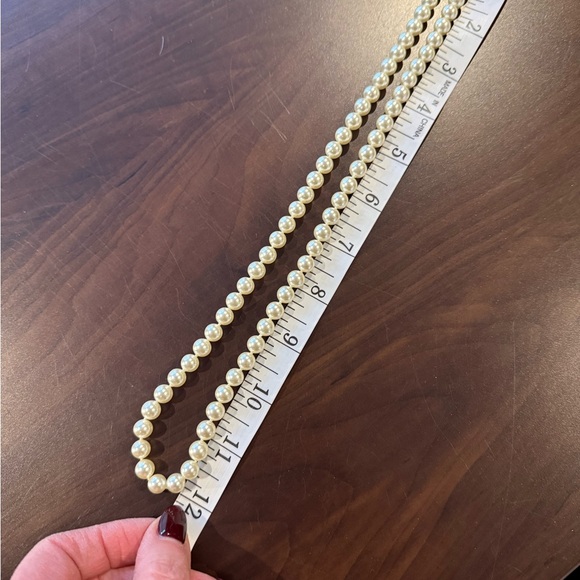 Vintage Ivory Faux Pearl Necklace 24” Strand Filigree Clasp - Picture 6 of 6